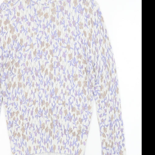 Zara Womens Multicoloured High Neck Floral Viscose Pullover Jumper Size S
