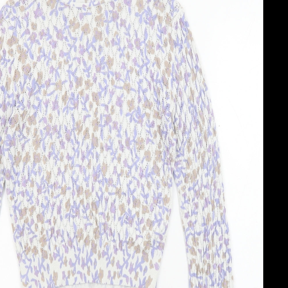 Zara Womens Multicoloured High Neck Floral Viscose Pullover Jumper Size S