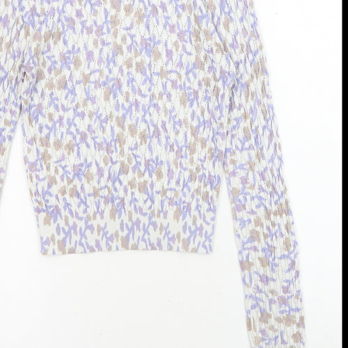 Zara Womens Multicoloured High Neck Floral Viscose Pullover Jumper Size S