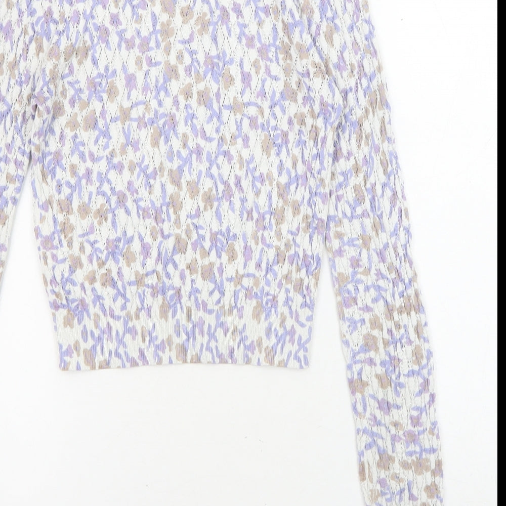 Zara Womens Multicoloured High Neck Floral Viscose Pullover Jumper Size S