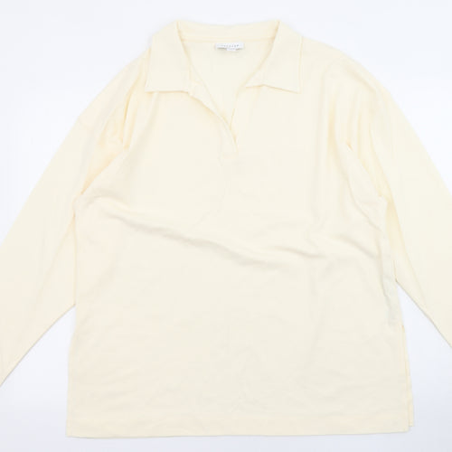 Topshop Womens Ivory Cotton Basic T-Shirt Size S V-Neck - Collared