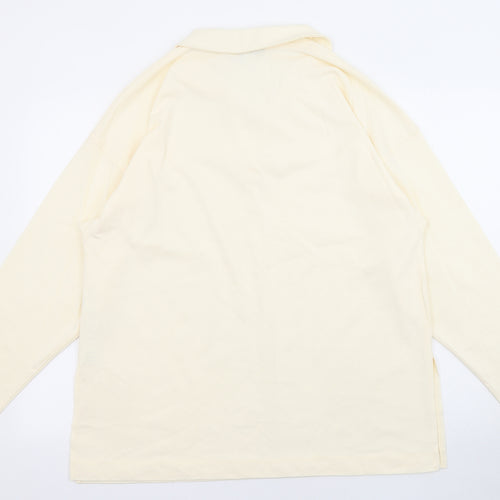 Topshop Womens Ivory Cotton Basic T-Shirt Size S V-Neck - Collared