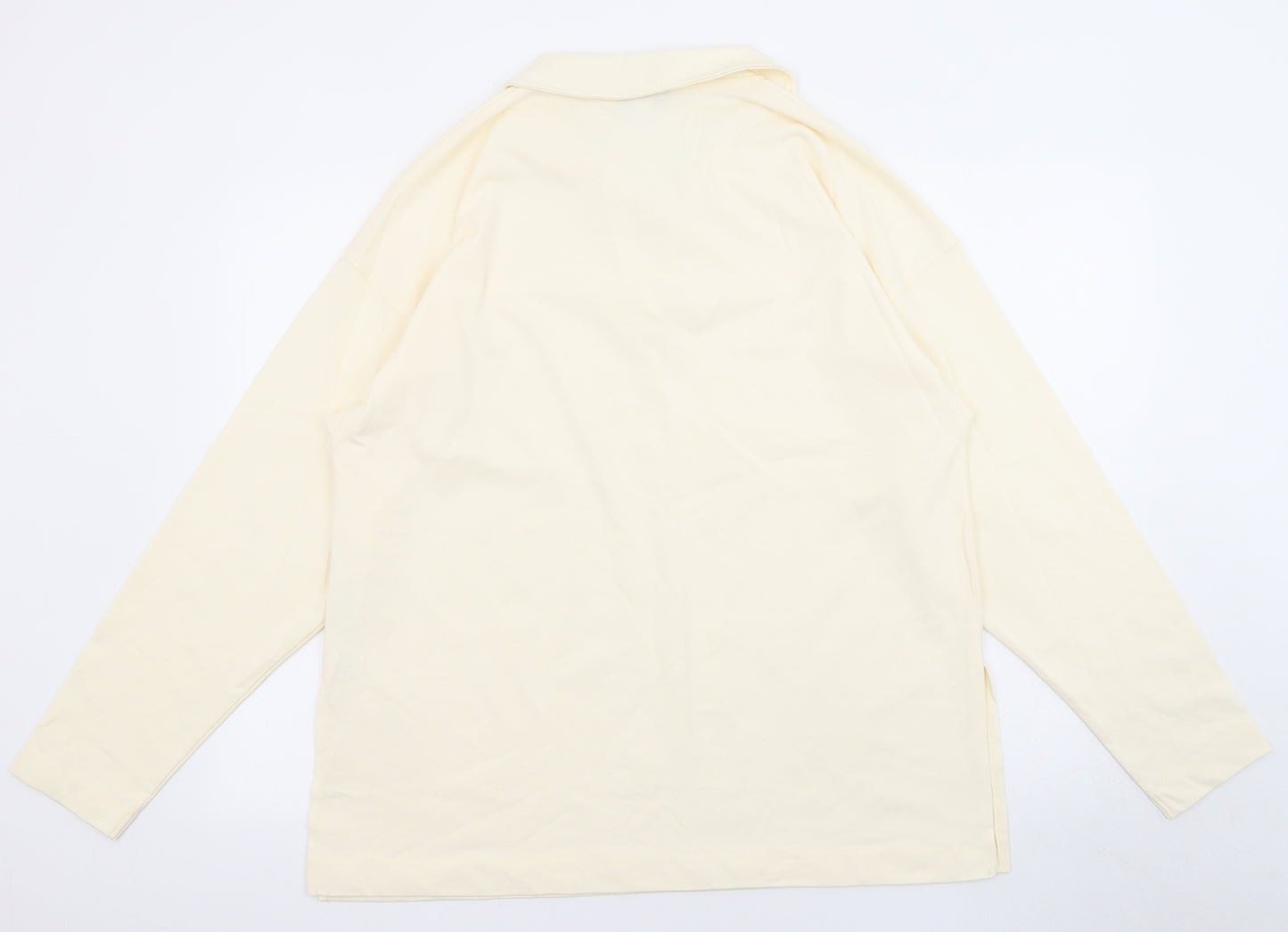 Topshop Womens Ivory Cotton Basic T-Shirt Size S V-Neck - Collared
