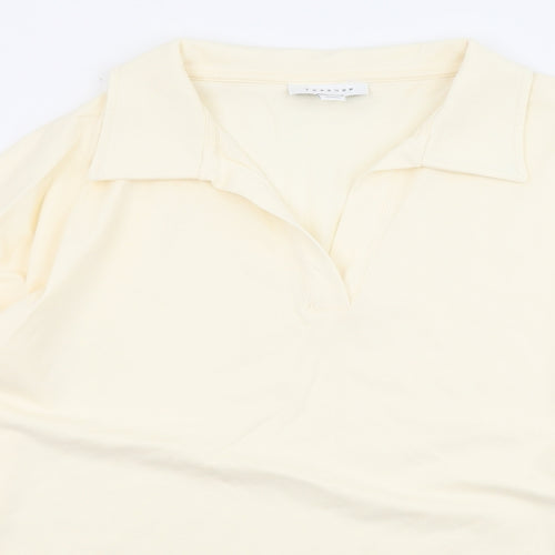 Topshop Womens Ivory Cotton Basic T-Shirt Size S V-Neck - Collared
