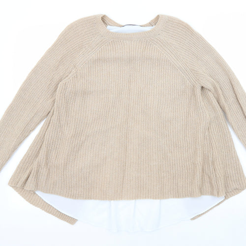 Marks and Spencer Womens Beige Round Neck Acrylic Pullover Jumper Size 8