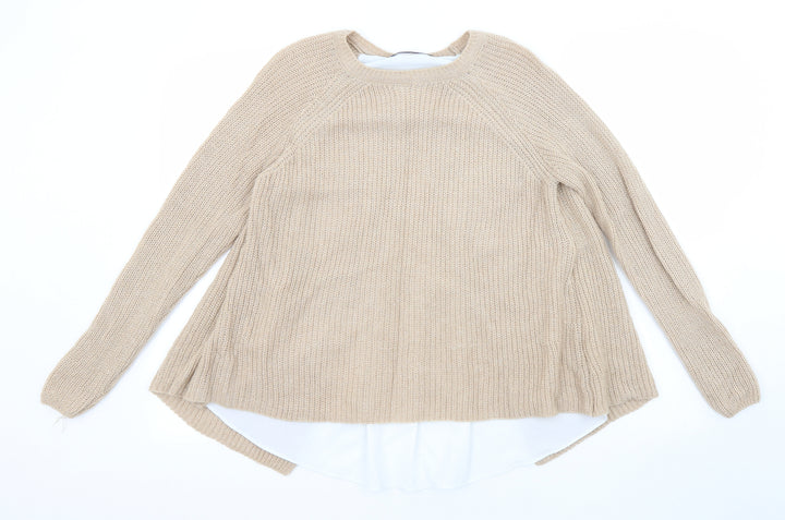 Marks and Spencer Womens Beige Round Neck Acrylic Pullover Jumper Size 8
