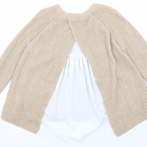 Marks and Spencer Womens Beige Round Neck Acrylic Pullover Jumper Size 8