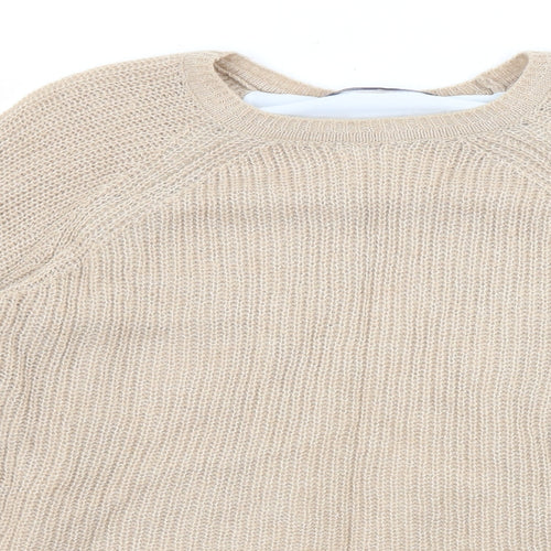 Marks and Spencer Womens Beige Round Neck Acrylic Pullover Jumper Size 8