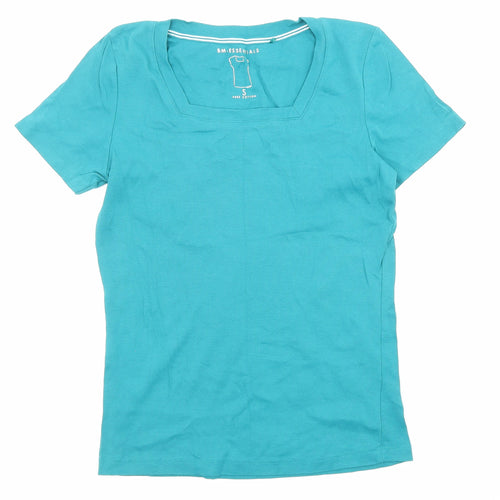 Bonmarché Womens Green Cotton Basic T-Shirt Size S Square Neck