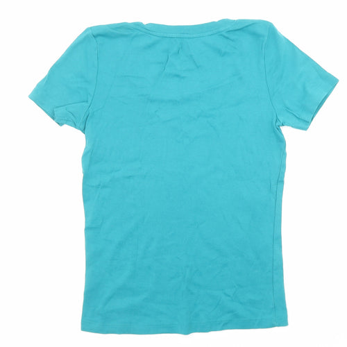 Bonmarché Womens Green Cotton Basic T-Shirt Size S Square Neck