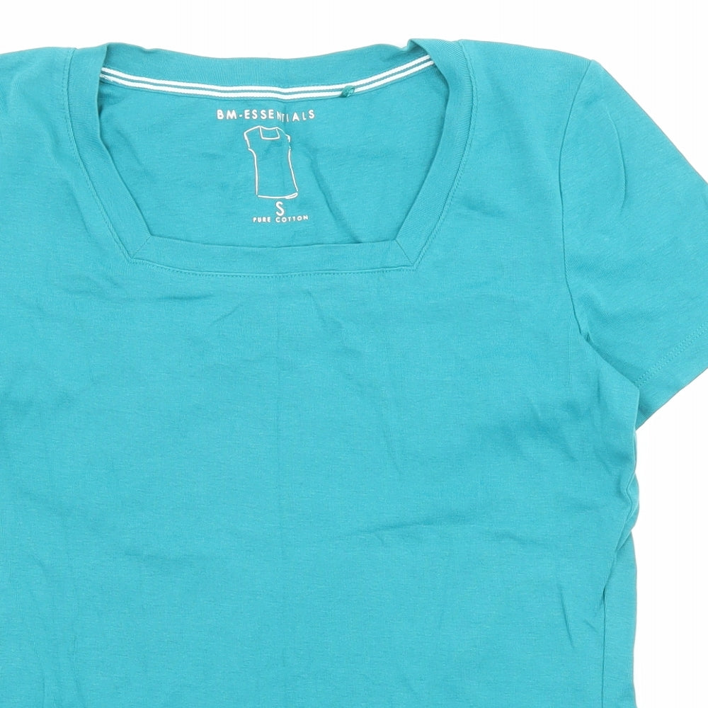 Bonmarché Womens Green Cotton Basic T-Shirt Size S Square Neck