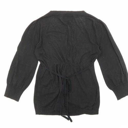 Warehouse Womens Black V-Neck Cotton Cardigan Jumper Size 10