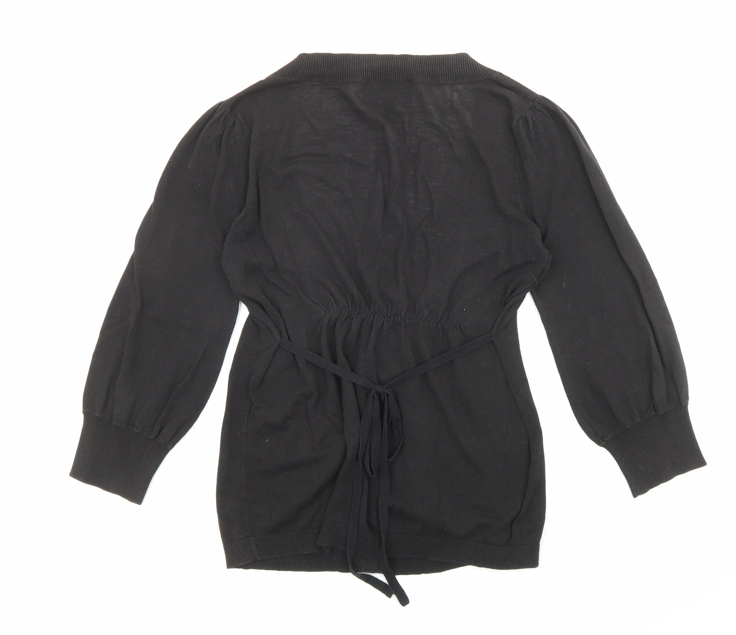 Warehouse Womens Black V-Neck Cotton Cardigan Jumper Size 10