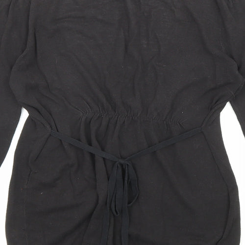 Warehouse Womens Black V-Neck Cotton Cardigan Jumper Size 10