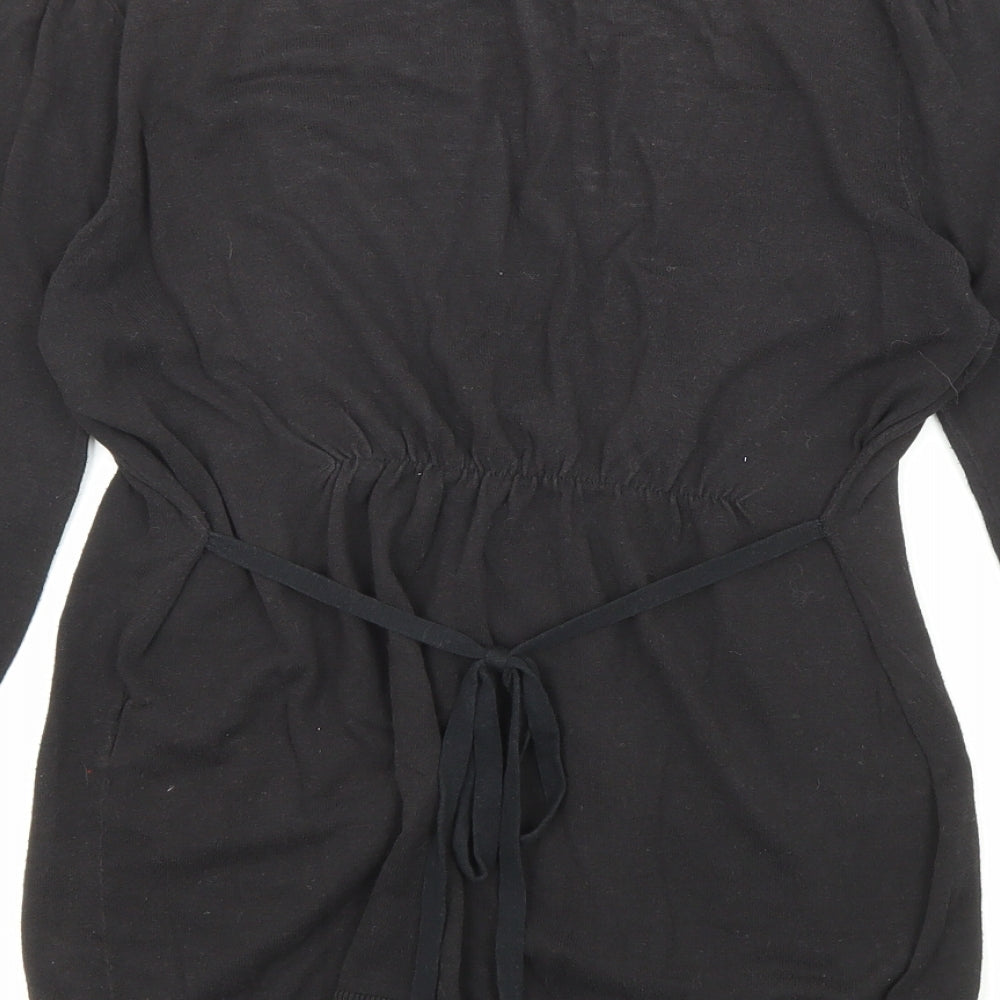 Warehouse Womens Black V-Neck Cotton Cardigan Jumper Size 10