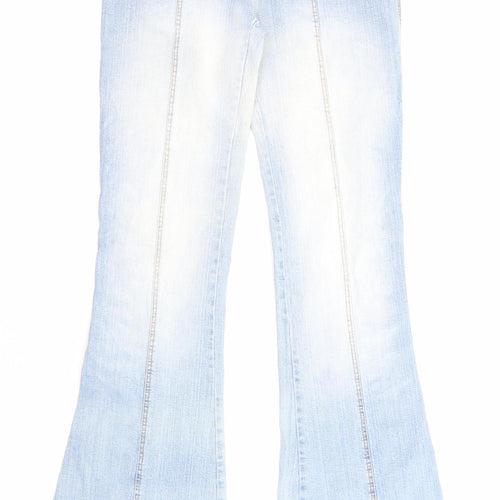 Morgan Womens Blue Cotton Flared Jeans Size 12 L32 in Regular Zip