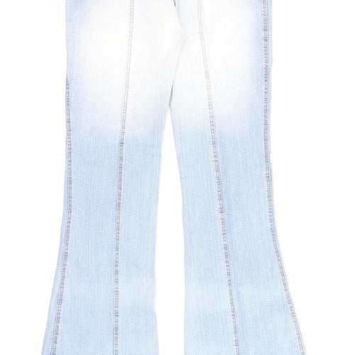 Morgan Womens Blue Cotton Flared Jeans Size 12 L32 in Regular Zip
