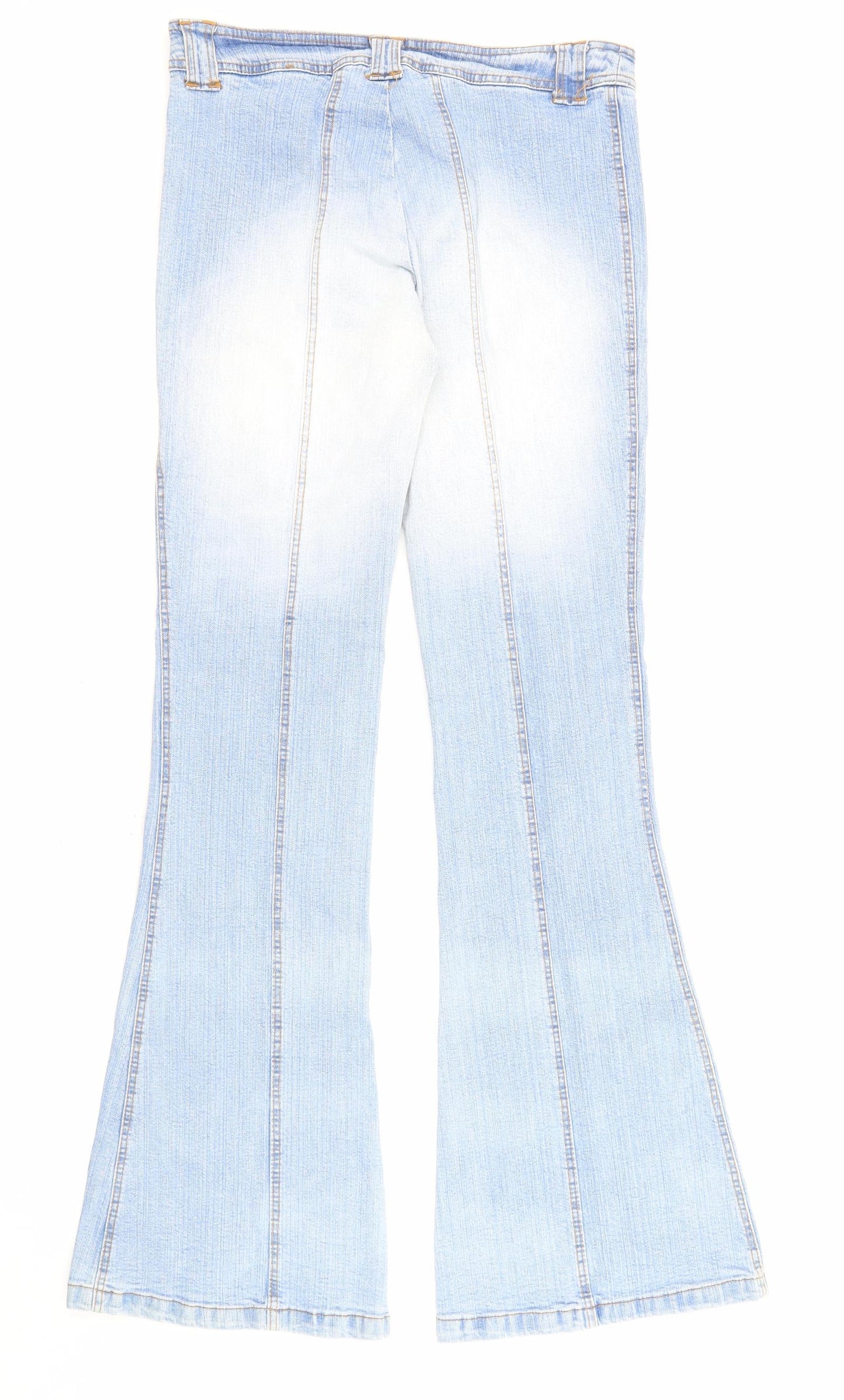Morgan Womens Blue Cotton Flared Jeans Size 12 L32 in Regular Zip