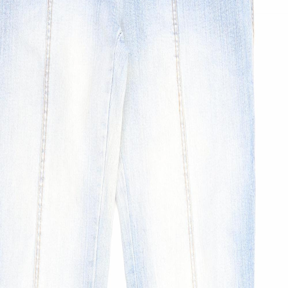 Morgan Womens Blue Cotton Flared Jeans Size 12 L32 in Regular Zip