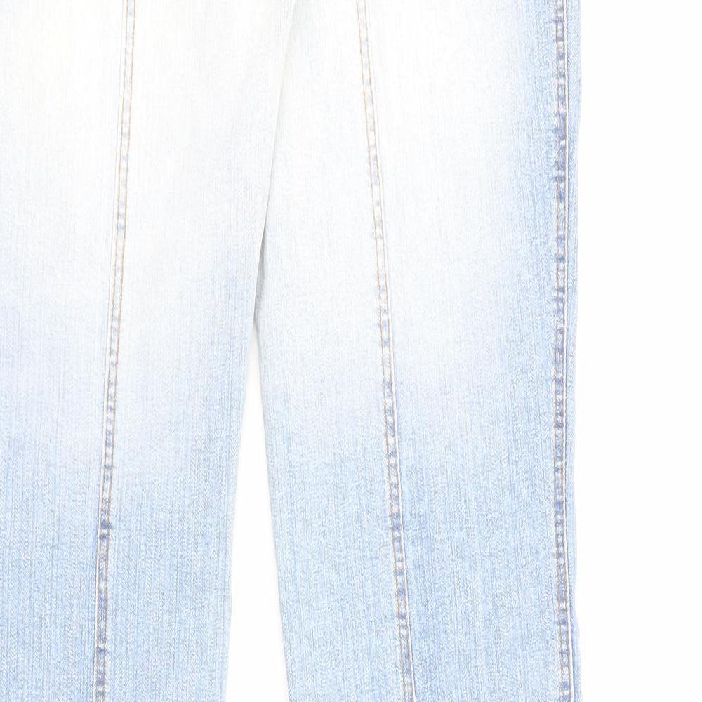 Morgan Womens Blue Cotton Flared Jeans Size 12 L32 in Regular Zip
