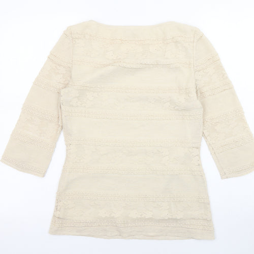Phase Eight Womens Beige Polyester Basic T-Shirt Size 10 Boat Neck