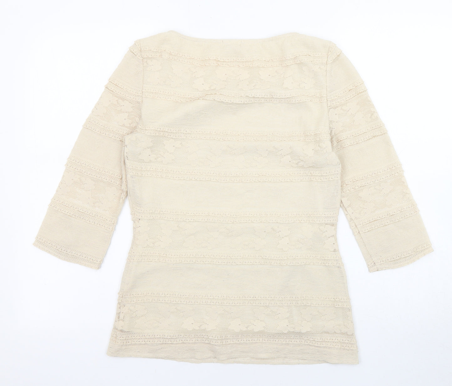 Phase Eight Womens Beige Polyester Basic T-Shirt Size 10 Boat Neck