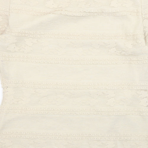 Phase Eight Womens Beige Polyester Basic T-Shirt Size 10 Boat Neck