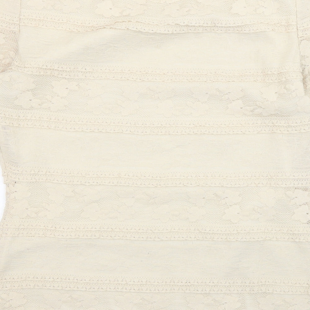 Phase Eight Womens Beige Polyester Basic T-Shirt Size 10 Boat Neck