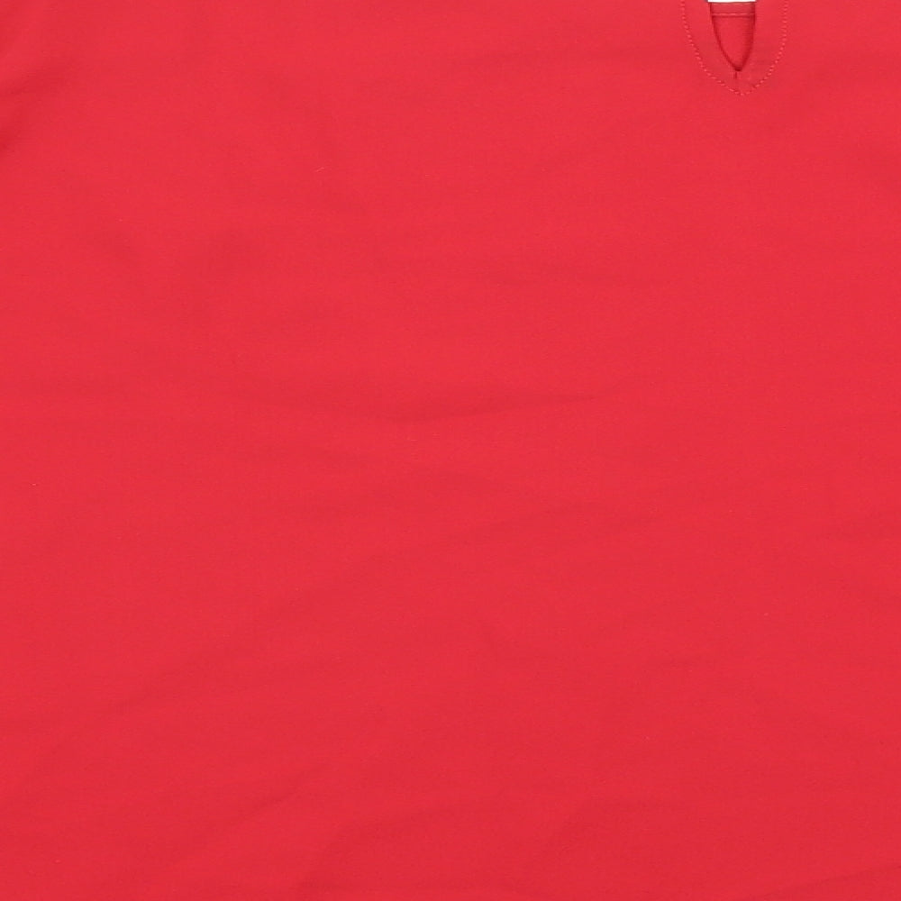Marks and Spencer Womens Red Polyester Basic Blouse Size 20 Scoop Neck - Flared sleeves