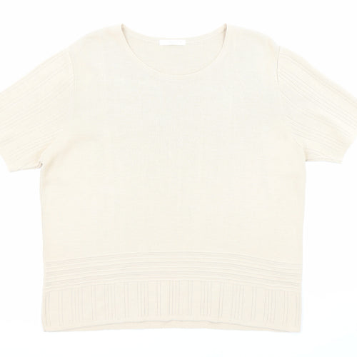 Marks and Spencer Womens Beige Boat Neck Acrylic Pullover Jumper Size 20