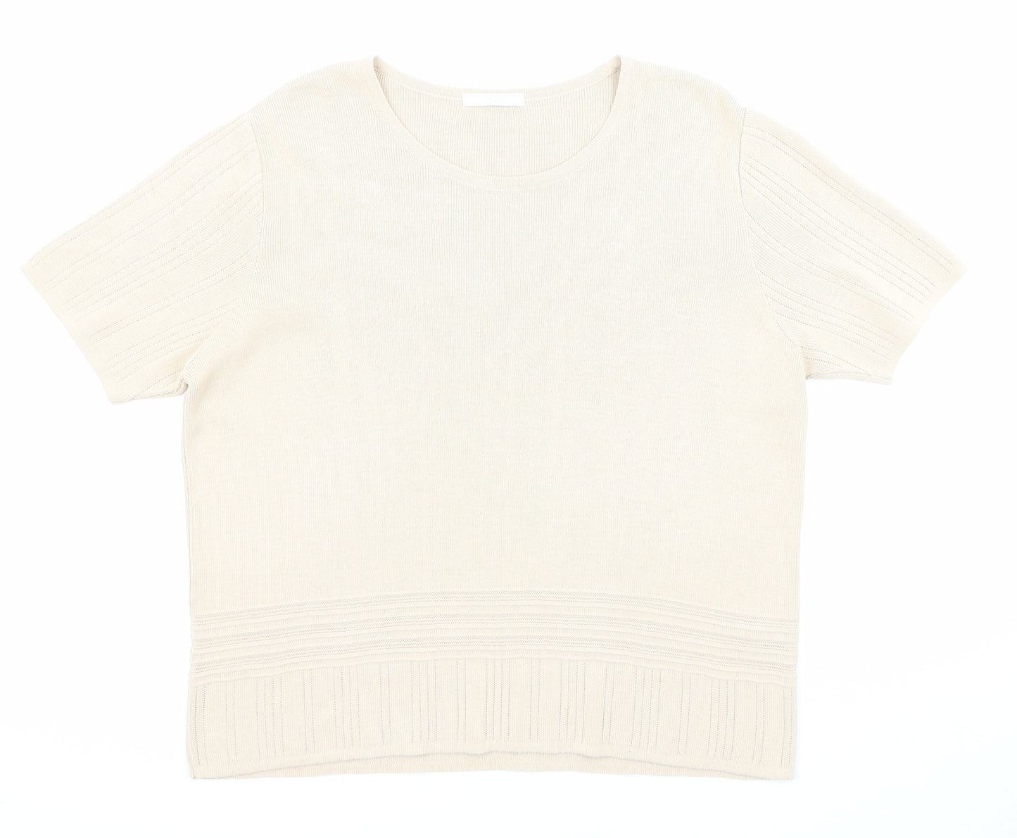 Marks and Spencer Womens Beige Boat Neck Acrylic Pullover Jumper Size 20