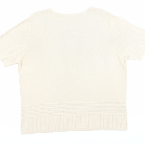 Marks and Spencer Womens Beige Boat Neck Acrylic Pullover Jumper Size 20