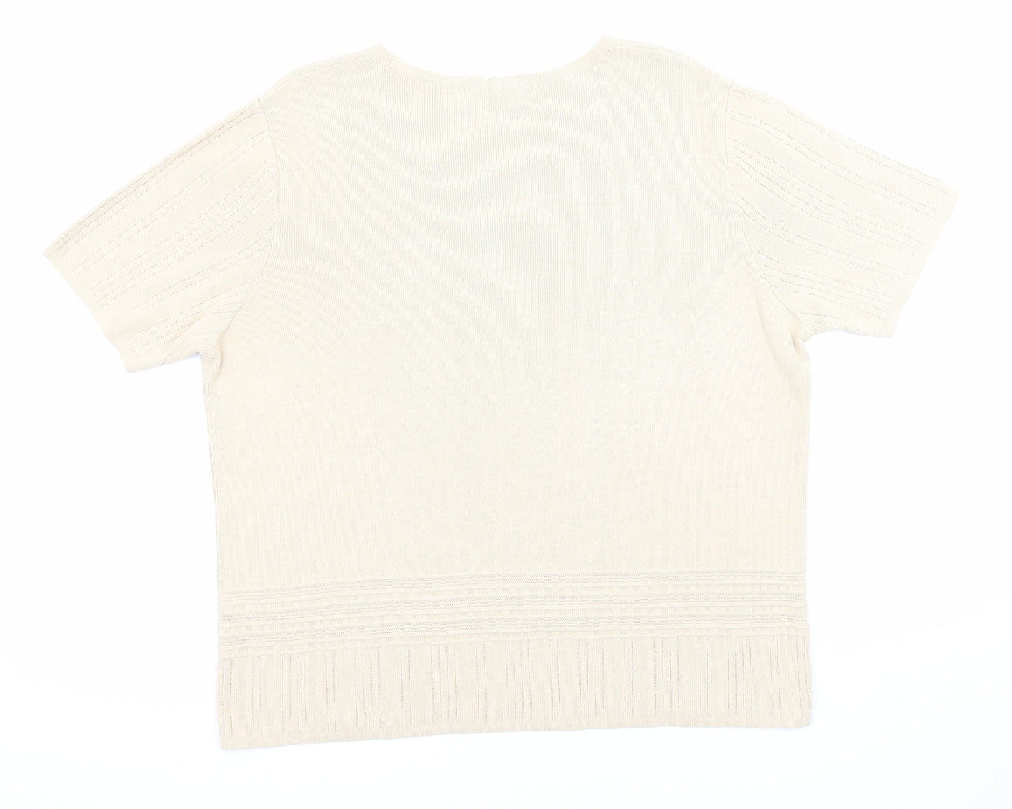 Marks and Spencer Womens Beige Boat Neck Acrylic Pullover Jumper Size 20