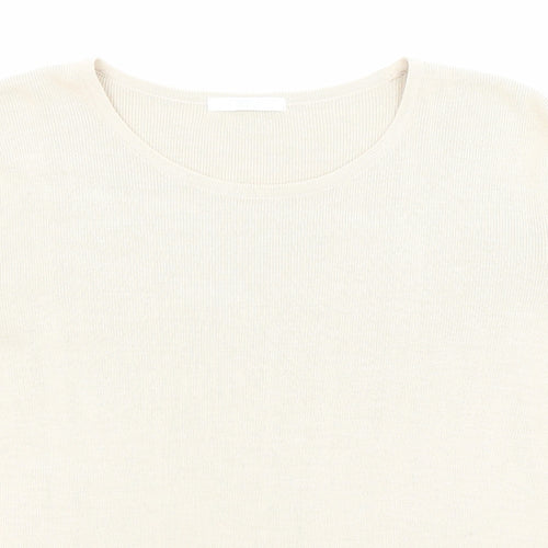 Marks and Spencer Womens Beige Boat Neck Acrylic Pullover Jumper Size 20