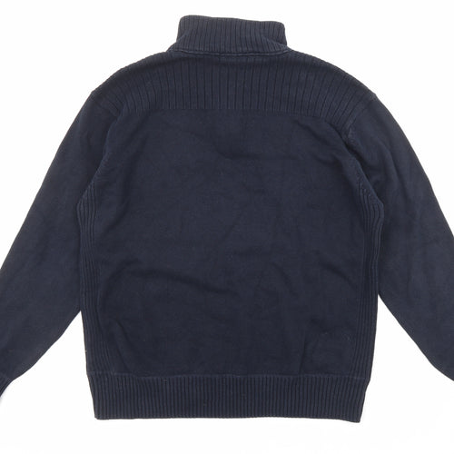 NEXT Mens Blue High Neck Cotton Pullover Jumper Size XL Long Sleeve - Zip