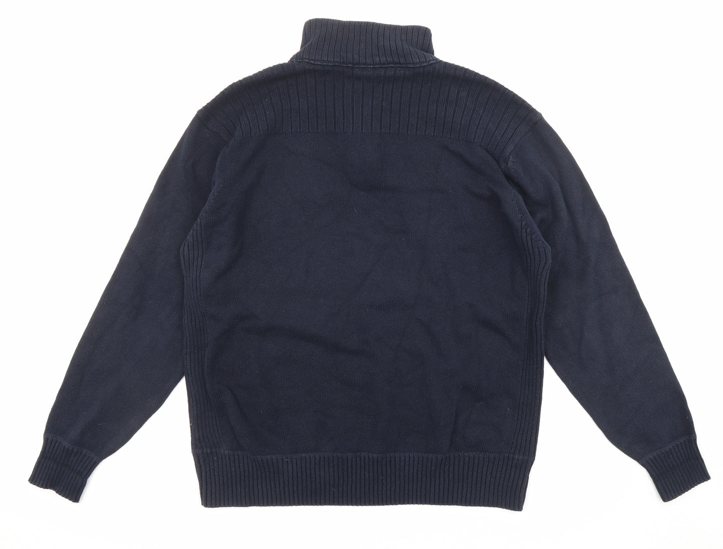 NEXT Mens Blue High Neck Cotton Pullover Jumper Size XL Long Sleeve - Zip