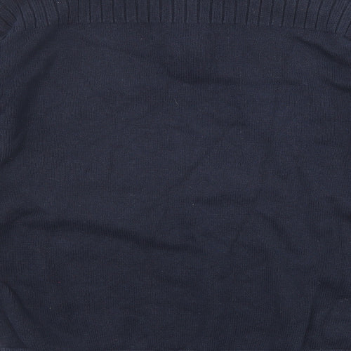 NEXT Mens Blue High Neck Cotton Pullover Jumper Size XL Long Sleeve - Zip