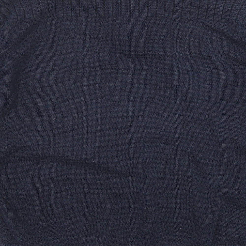 NEXT Mens Blue High Neck Cotton Pullover Jumper Size XL Long Sleeve - Zip