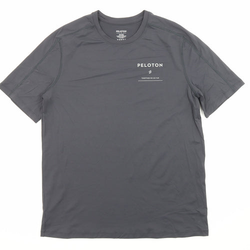 Peleton Mens Grey Nylon Jersey T-Shirt Size S Crew Neck Pullover