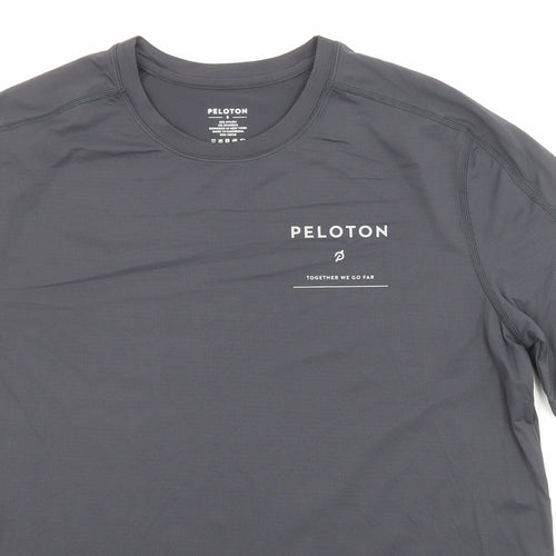 Peleton Mens Grey Nylon Jersey T-Shirt Size S Crew Neck Pullover