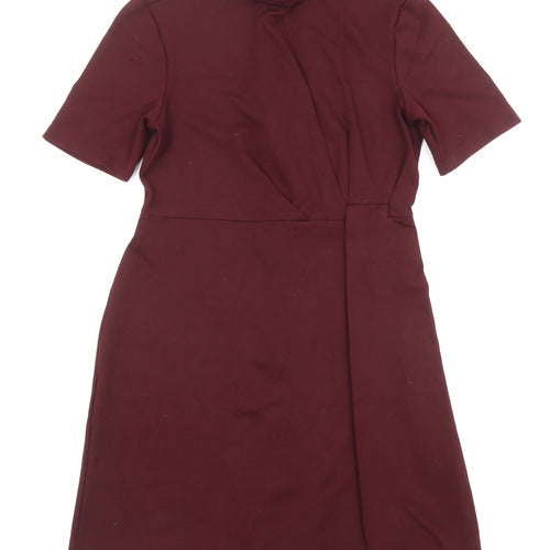 Warehouse Womens Red Viscose A-Line Size 10 Halter Zip