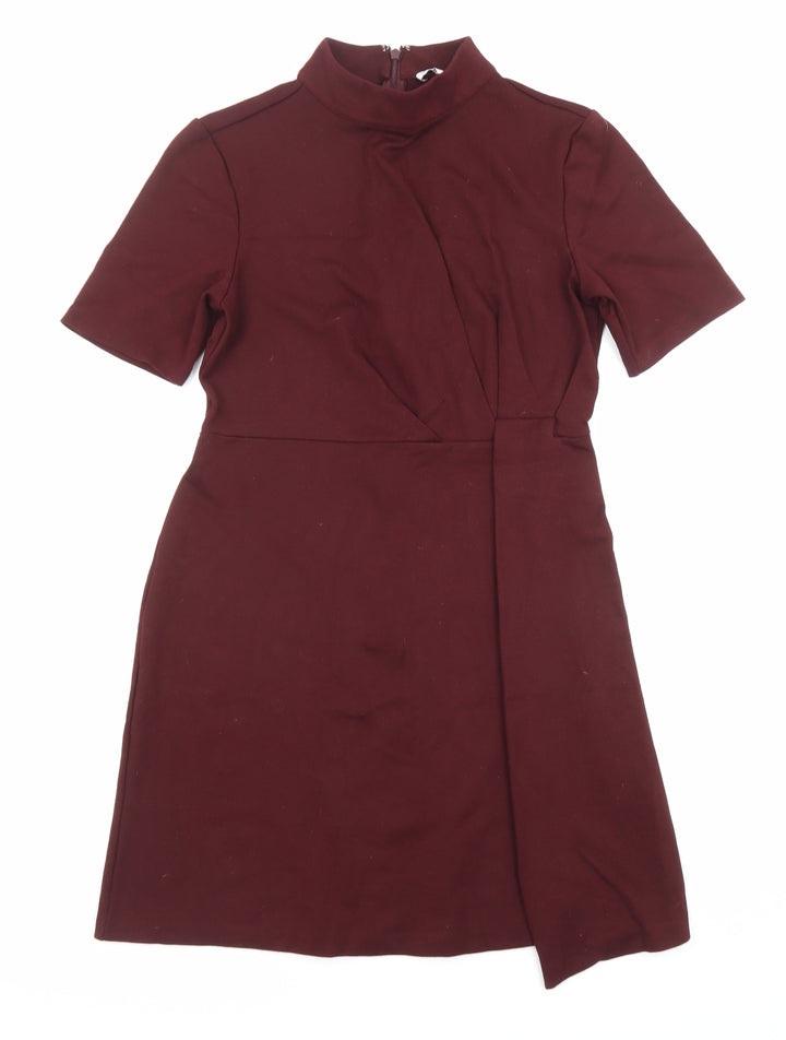 Warehouse Womens Red Viscose A-Line Size 10 Halter Zip