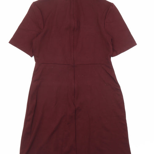 Warehouse Womens Red Viscose A-Line Size 10 Halter Zip