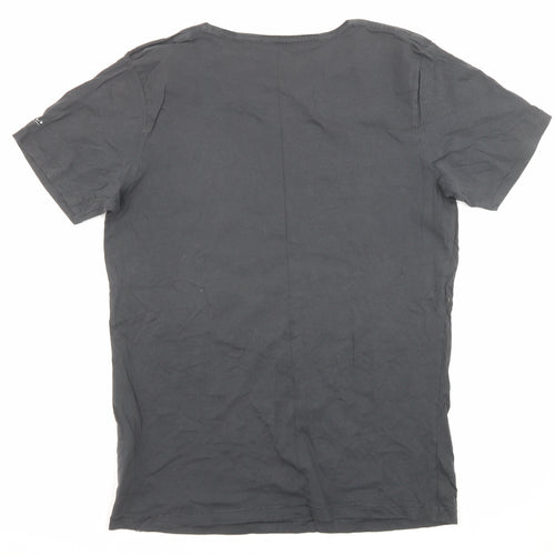 O'Neill Mens Grey Cotton T-Shirt Size L Crew Neck - Winky face