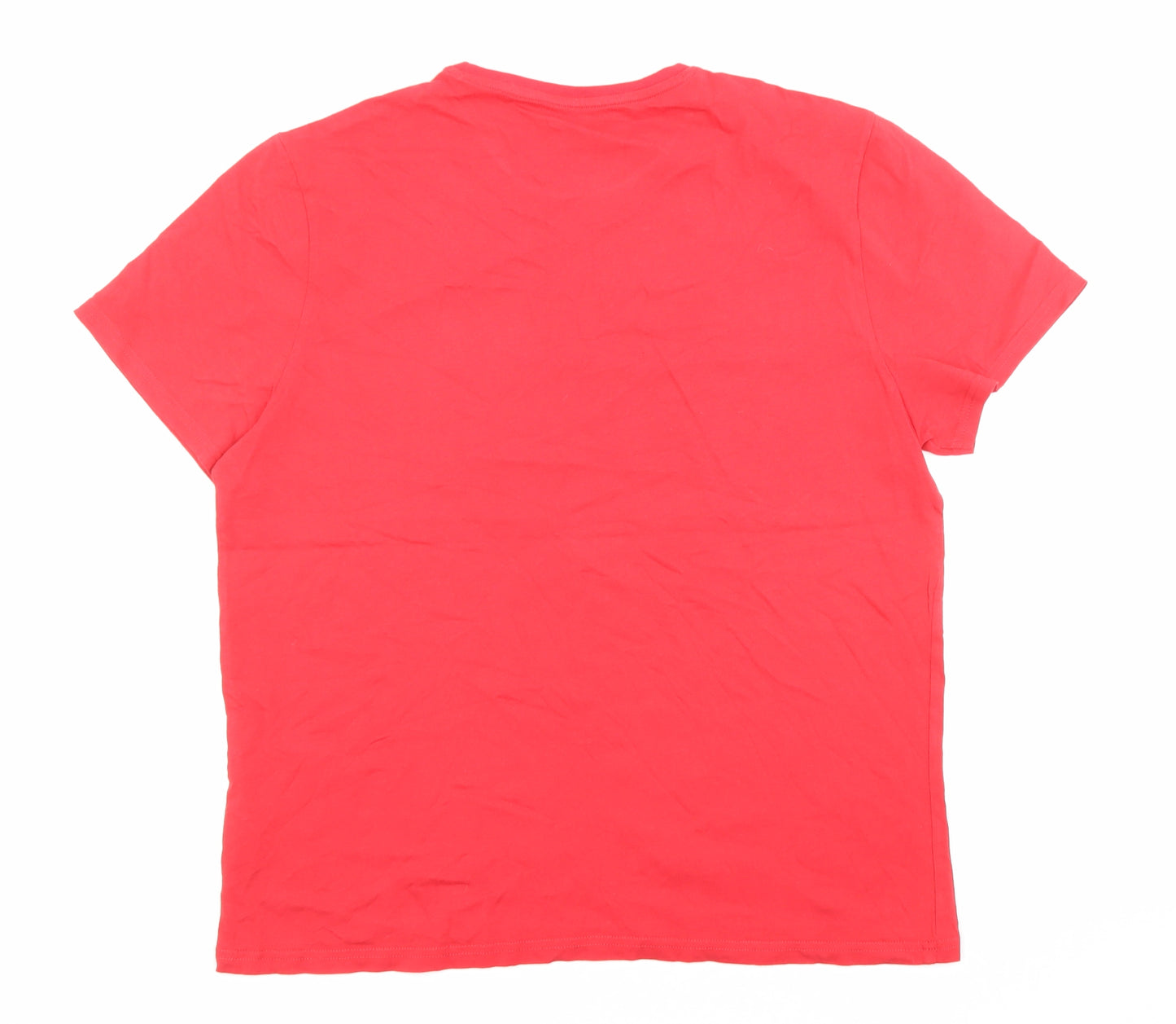 Comic Relief Mens Red Cotton T-Shirt Size M Crew Neck - Mr Happy