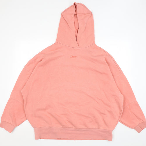 Reebok Womens Pink Cotton Pullover Hoodie Size L Pullover - Logo
