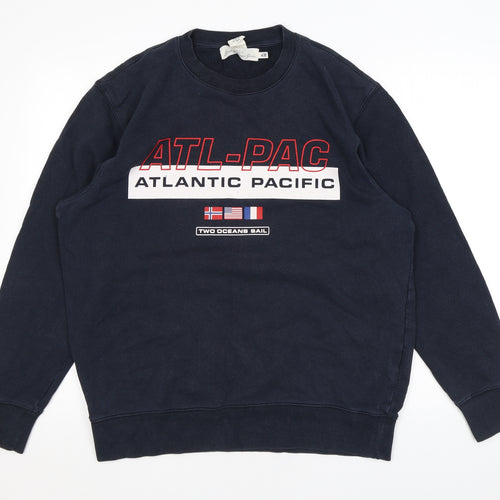H&M Mens Black Cotton Pullover Sweatshirt Size M - Atlantic Pacific