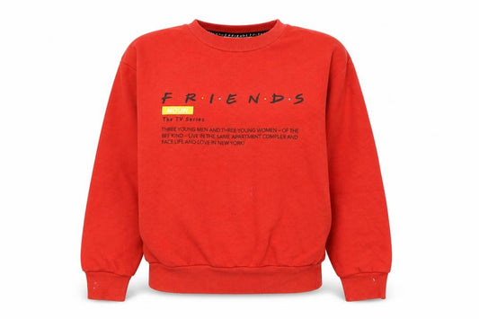 Front view of FRIENDS women’s red polyester pullover sweatshirt, size XS, pullover - friends tv series