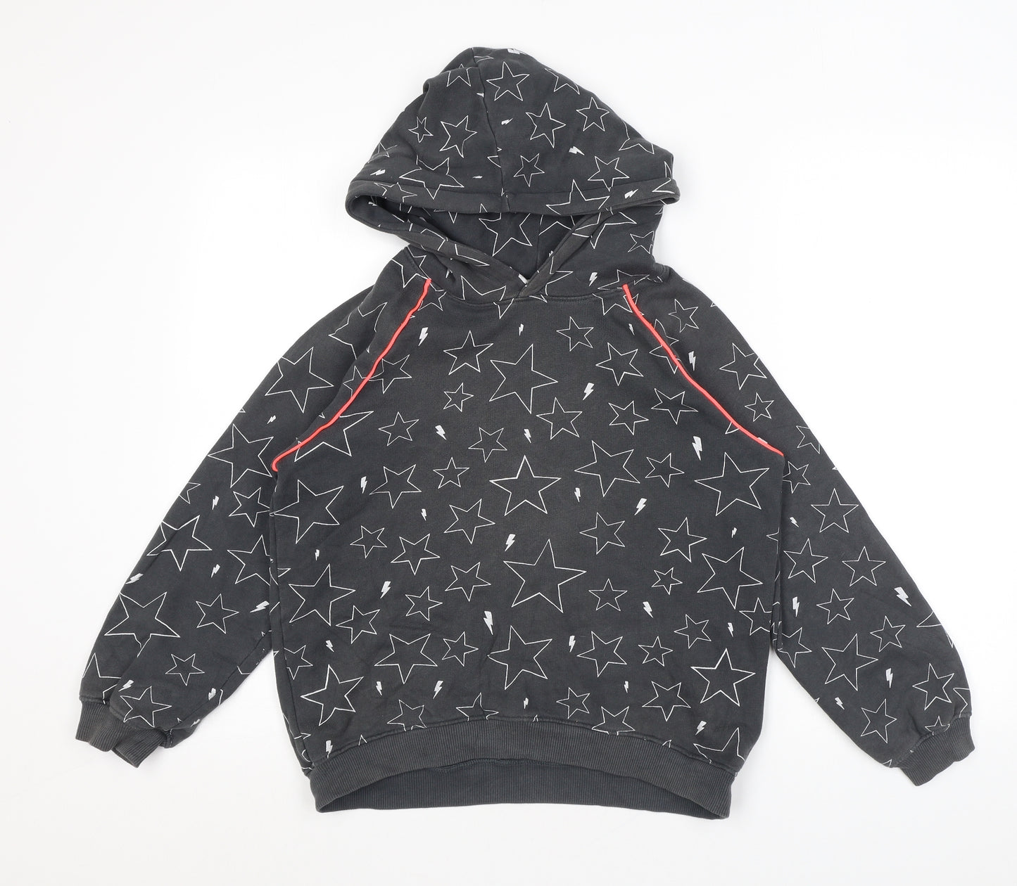Scamp & Dude Boys Grey Geometric Cotton Pullover Hoodie Size 10-11 Years Pullover - Stars, Neon