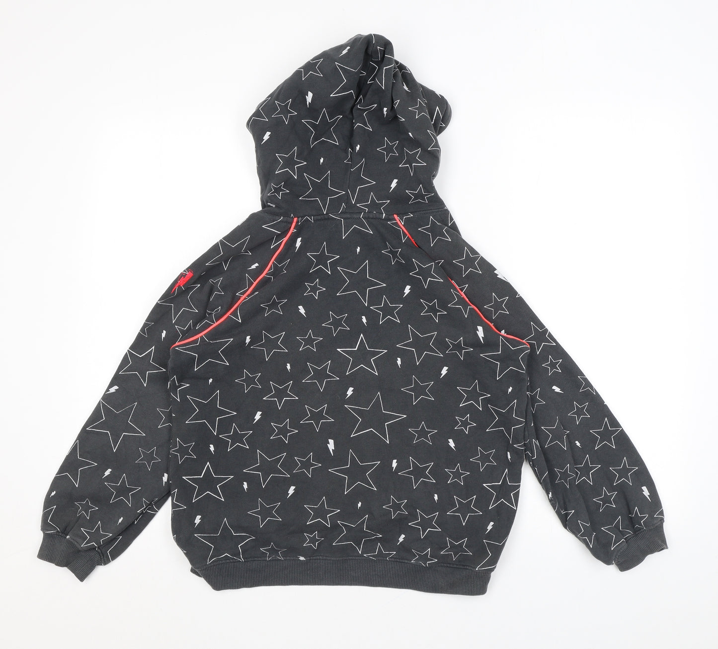 Scamp & Dude Boys Grey Geometric Cotton Pullover Hoodie Size 10-11 Years Pullover - Stars, Neon